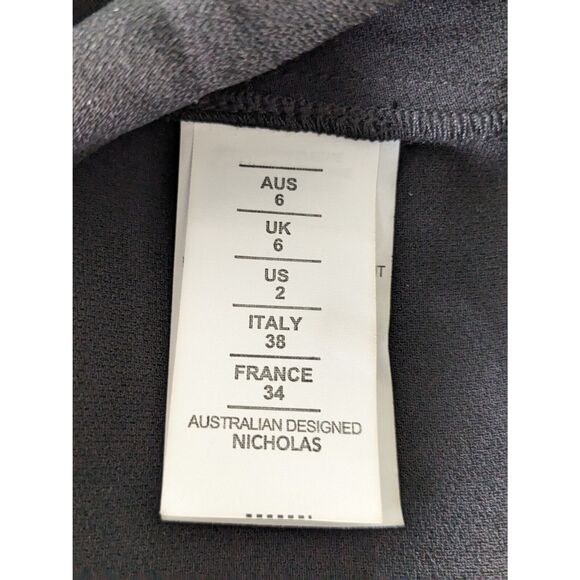 Nicholas The Label Tie Front Blouse Satin Crepe Balloon Long Sleeve Black US 2 - Picture 4 of 5